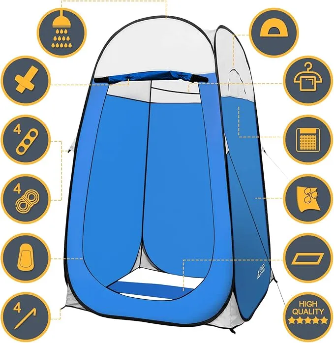 Leader Accessories Pop Up Shower Tent Dressing Changing Tent Pod Toilet Tent 4' x 4' x 78"(H) Big Size (Blue)