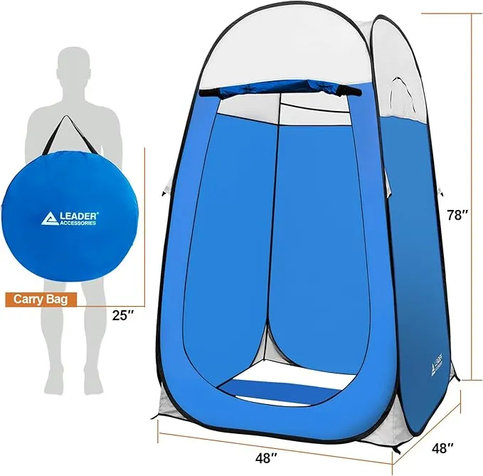 Leader Accessories Pop Up Shower Tent Dressing Changing Tent Pod Toilet Tent 4' x 4' x 78"(H) Big Size (Blue)