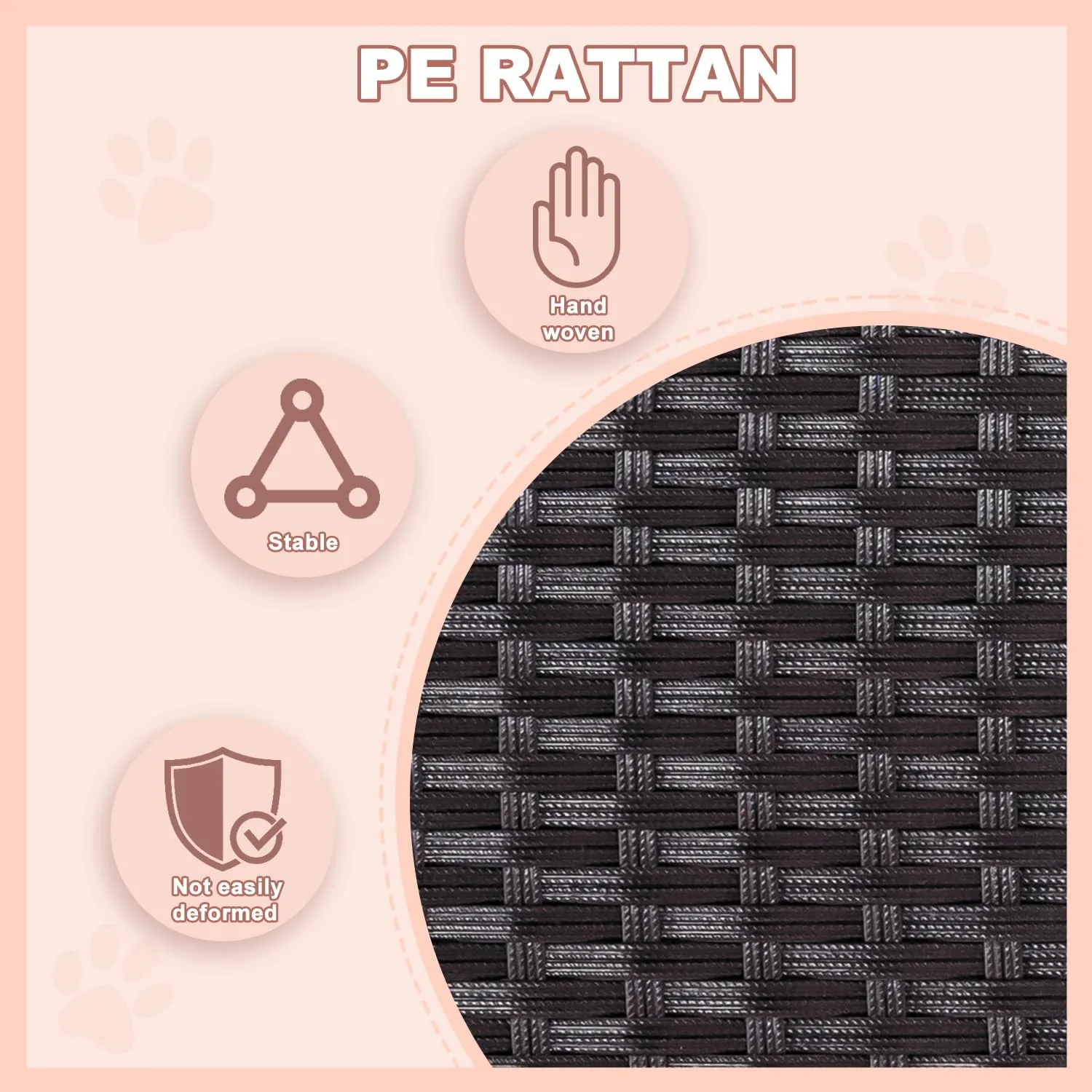 LEMBERI PE Rattan Dog House with Canopy, Outdoor Indoor Dog House Bed for Small/Medium Dogs with Removable Cushion, Washable Cover, Dog Shelter for Patio, Deck, Yard, Pool, Black