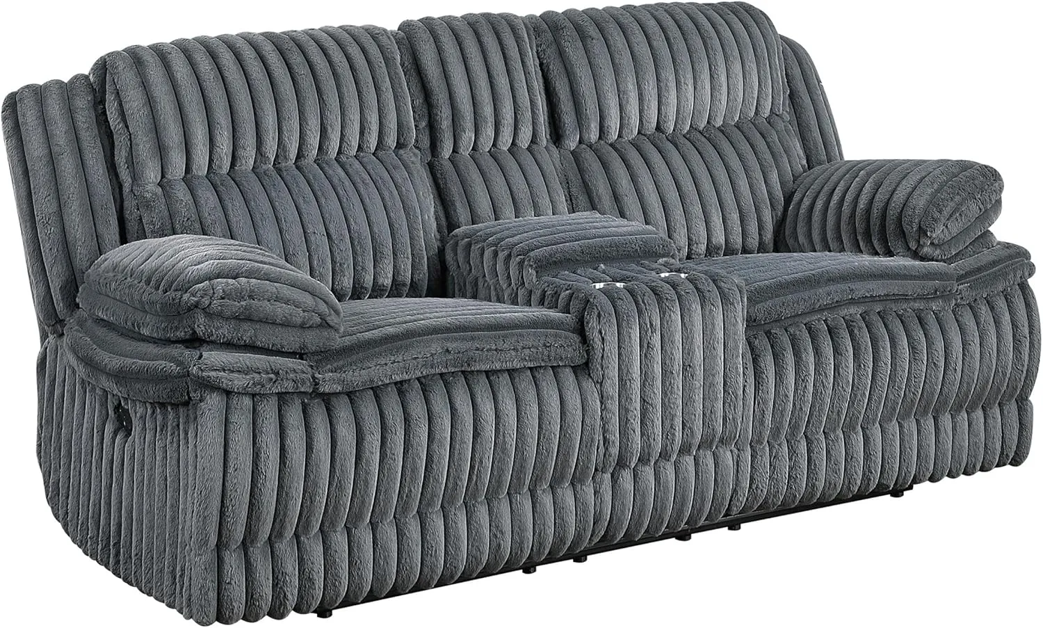 Lexicon Goodland Corduroy Dbl Rclng Love Seat with Center Console in Dark Gray