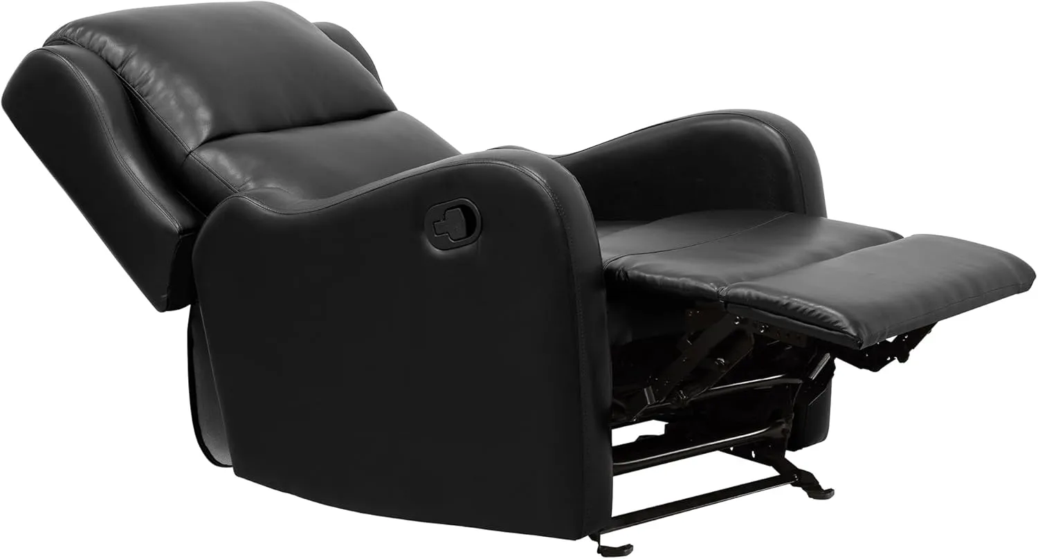 Lexicon Manual Glider Recliner Chair, Reclining Sofa Chair, Home Theater Seating, Manual Glider Recliner for Living Room/Office/Apartment, Easy Assembly, Black Faux Leather