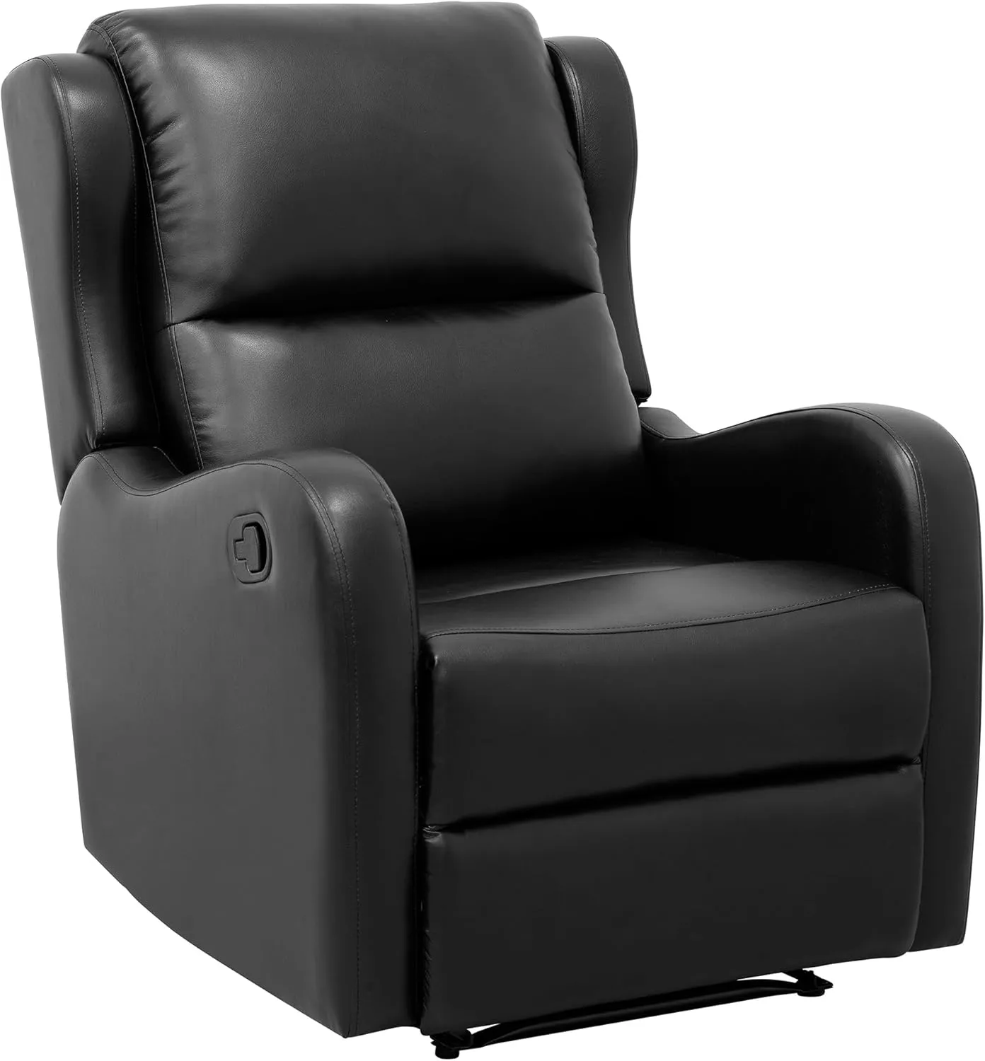 Lexicon Manual Glider Recliner Chair, Reclining Sofa Chair, Home Theater Seating, Manual Glider Recliner for Living Room/Office/Apartment, Easy Assembly, Black Faux Leather
