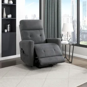 Lexicon Power Lift Recliner with Heat and Massage for Adults Elderly Ergonomic, Textured Microfiber Tufted Lounge Chair Classic Single Sofa Recliner with Side Pockets, Home Theater Seating, Dark Gray