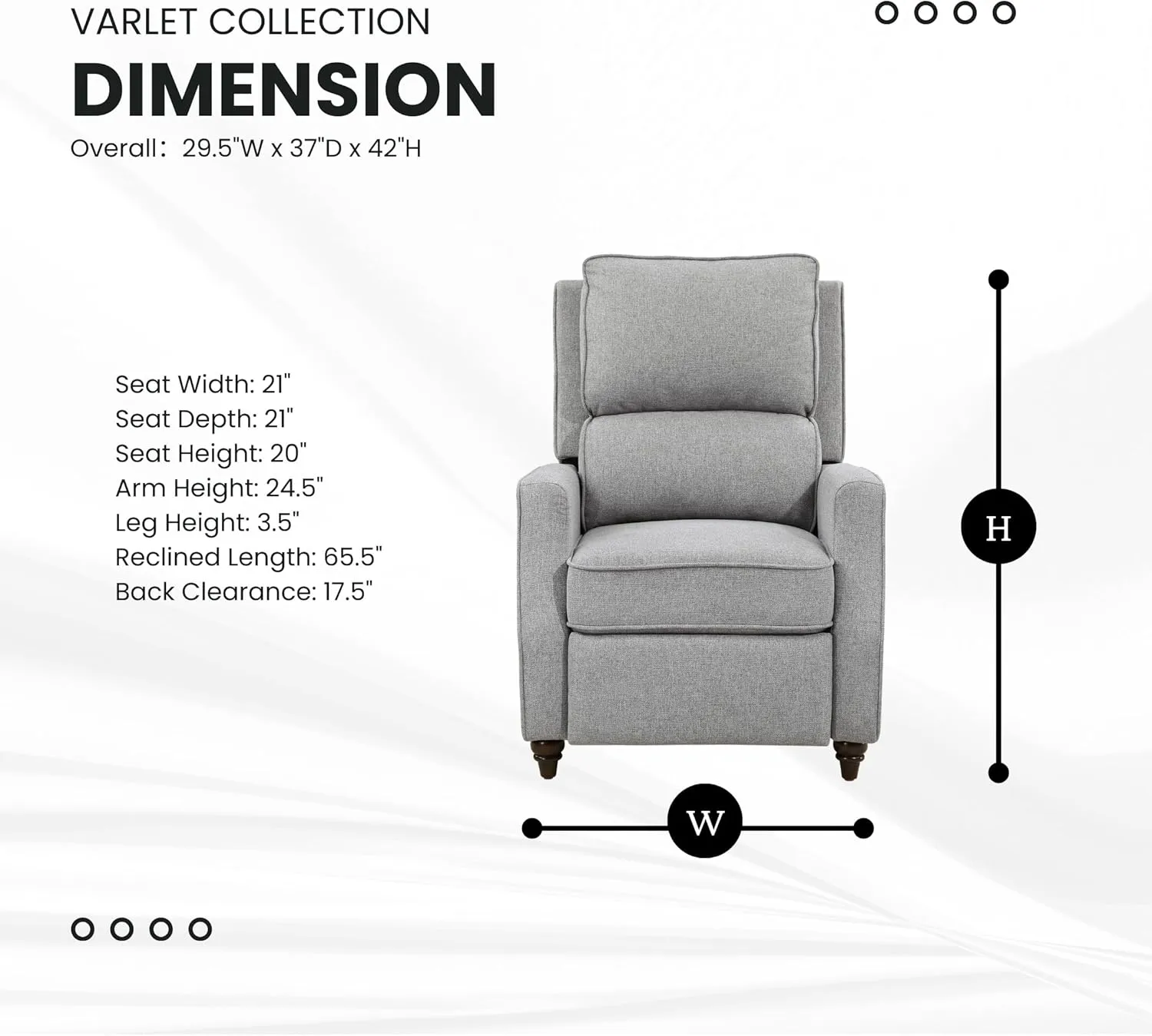 Lexicon Push Back Recliner Chair Living Room, Reclining Sofa Chair, Modern Recliner Sofa Chair, Fabric Recliner Arm Chair for Living Room/Office/Apartment, Gray