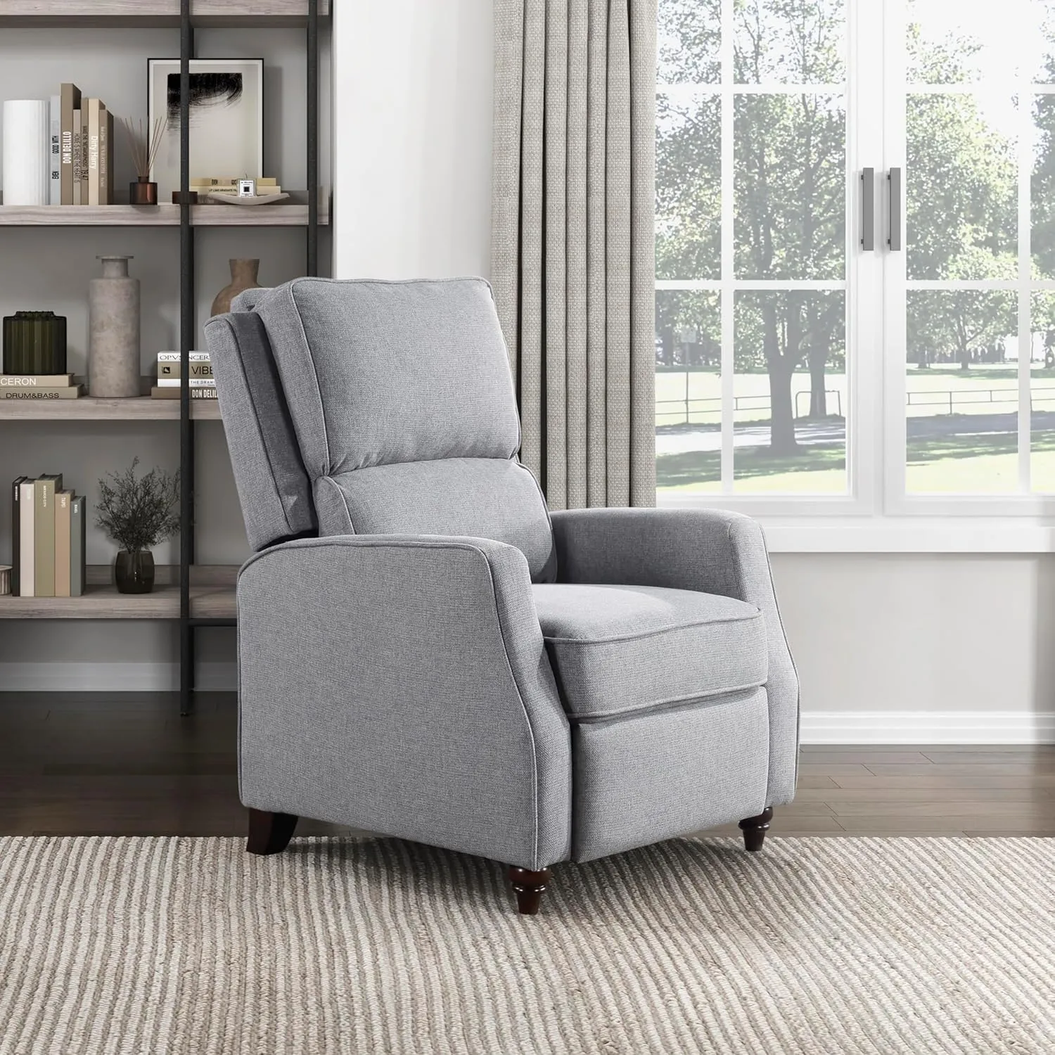 Lexicon Push Back Recliner Chair Living Room, Reclining Sofa Chair, Modern Recliner Sofa Chair, Fabric Recliner Arm Chair for Living Room/Office/Apartment, Gray