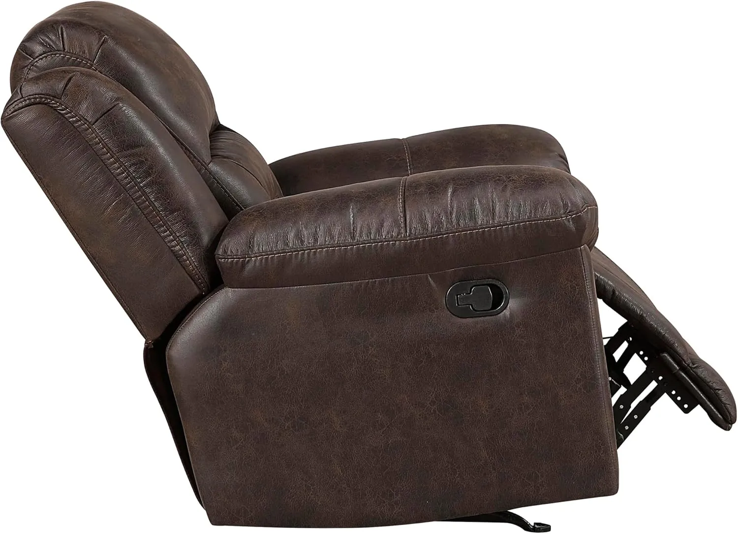 Lexicon Rocker Recliner Chair for Living Room, Wall Hugger Manual Recliner Chairs, Textured Microfiber Upholstered Rocking Reclining Chair, Home Theater Seating, Required Assembly, Dark Brown