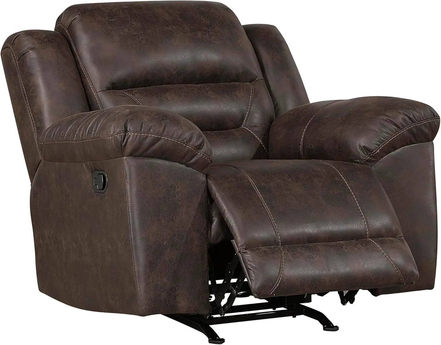 Lexicon Rocker Recliner Chair for Living Room, Wall Hugger Manual Recliner Chairs, Textured Microfiber Upholstered Rocking Reclining Chair, Home Theater Seating, Required Assembly, Dark Brown
