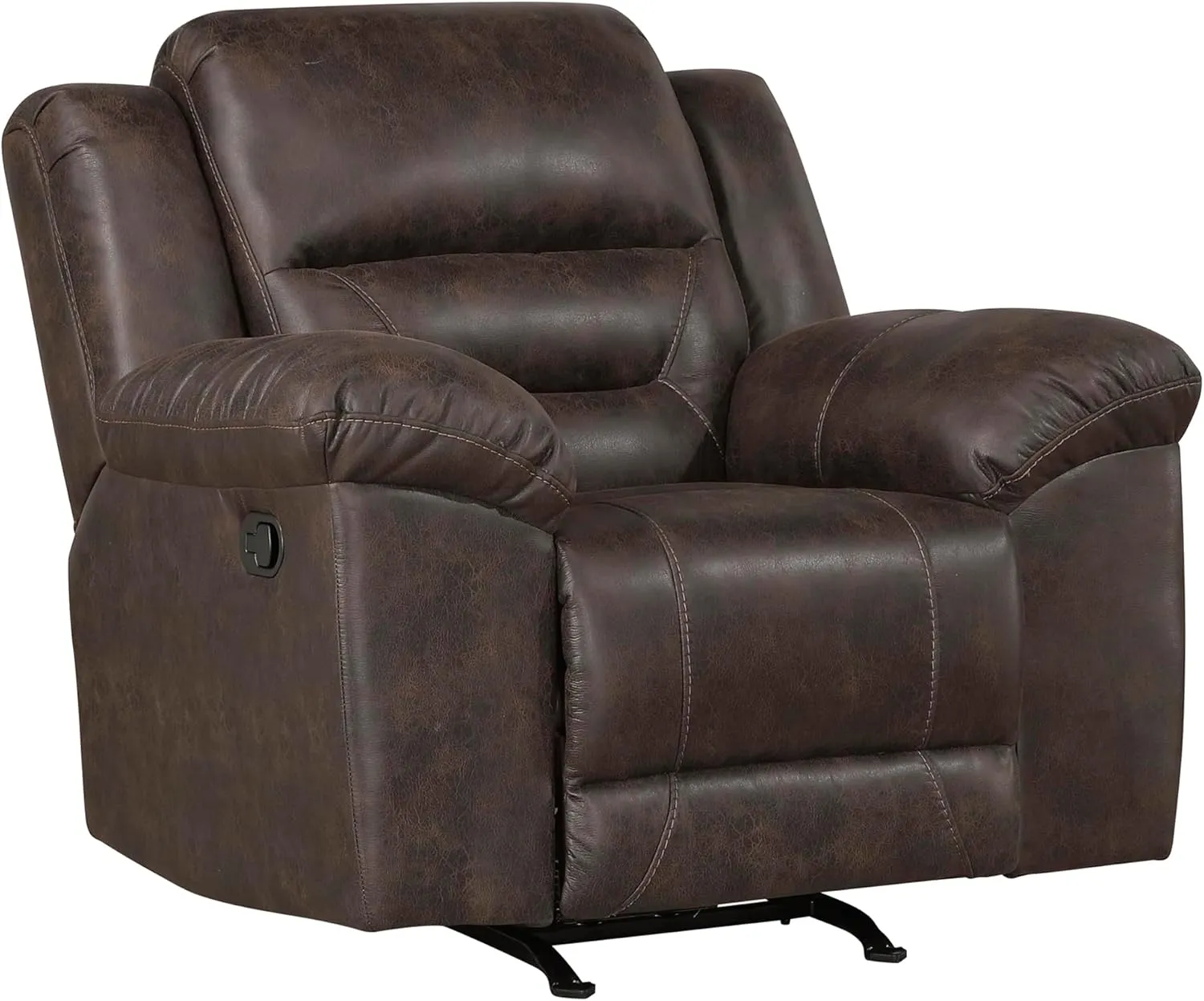 Lexicon Rocker Recliner Chair for Living Room, Wall Hugger Manual Recliner Chairs, Textured Microfiber Upholstered Rocking Reclining Chair, Home Theater Seating, Required Assembly, Dark Brown