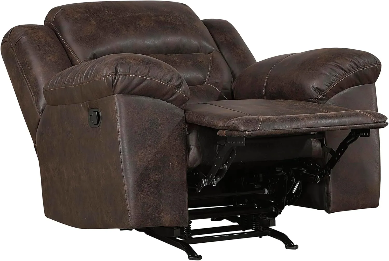 Lexicon Rocker Recliner Chair for Living Room, Wall Hugger Manual Recliner Chairs, Textured Microfiber Upholstered Rocking Reclining Chair, Home Theater Seating, Required Assembly, Dark Brown