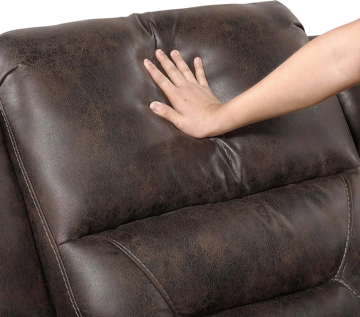 Lexicon Rocker Recliner Chair for Living Room, Wall Hugger Manual Recliner Chairs, Textured Microfiber Upholstered Rocking Reclining Chair, Home Theater Seating, Required Assembly, Dark Brown