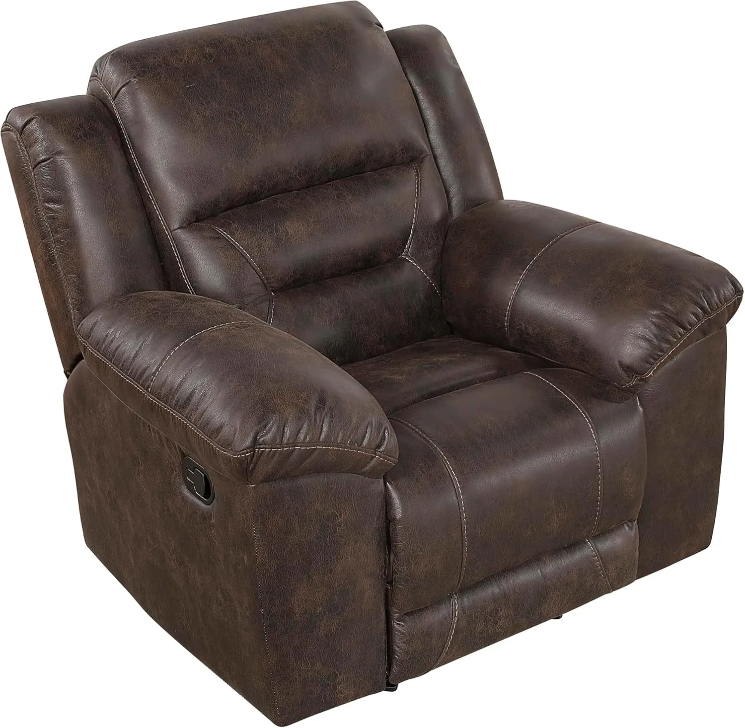Lexicon Rocker Recliner Chair for Living Room, Wall Hugger Manual Recliner Chairs, Textured Microfiber Upholstered Rocking Reclining Chair, Home Theater Seating, Required Assembly, Dark Brown