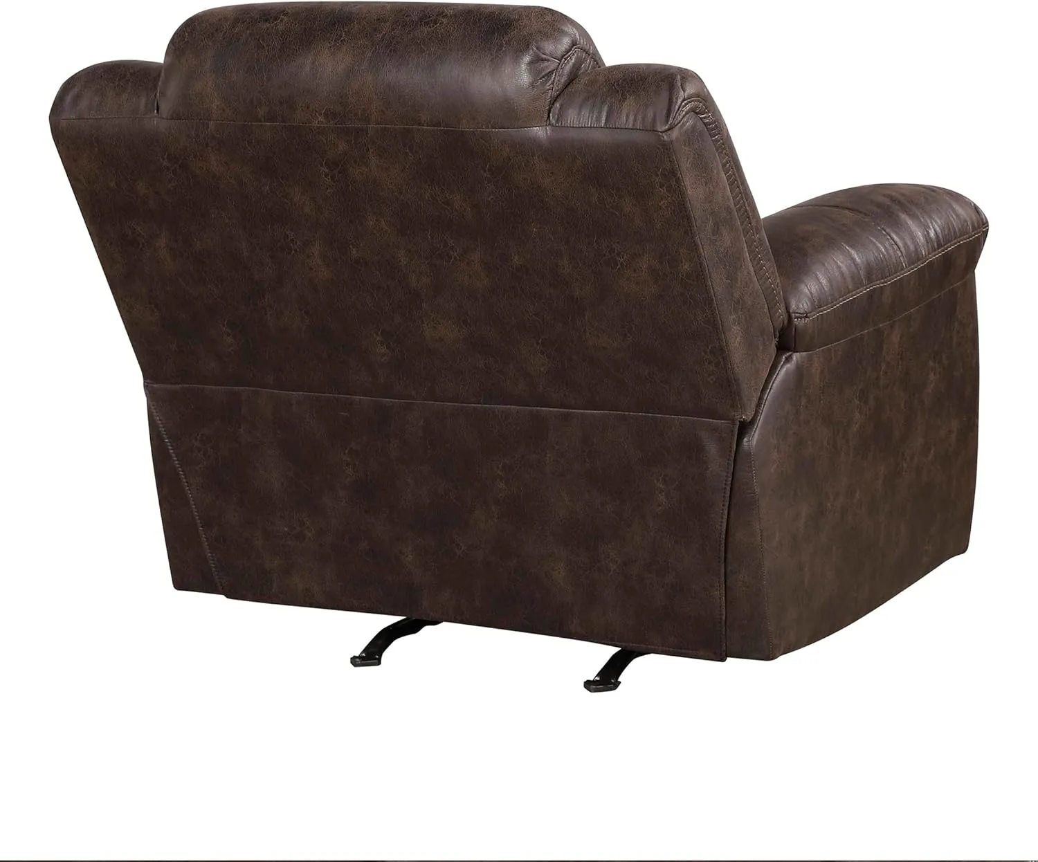 Lexicon Rocker Recliner Chair for Living Room, Wall Hugger Manual Recliner Chairs, Textured Microfiber Upholstered Rocking Reclining Chair, Home Theater Seating, Required Assembly, Dark Brown