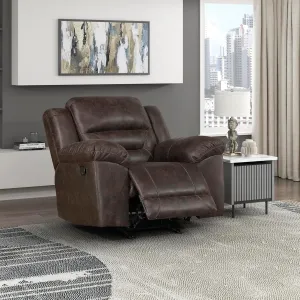 Lexicon Rocker Recliner Chair for Living Room, Wall Hugger Manual Recliner Chairs, Textured Microfiber Upholstered Rocking Reclining Chair, Home Theater Seating, Required Assembly, Dark Brown