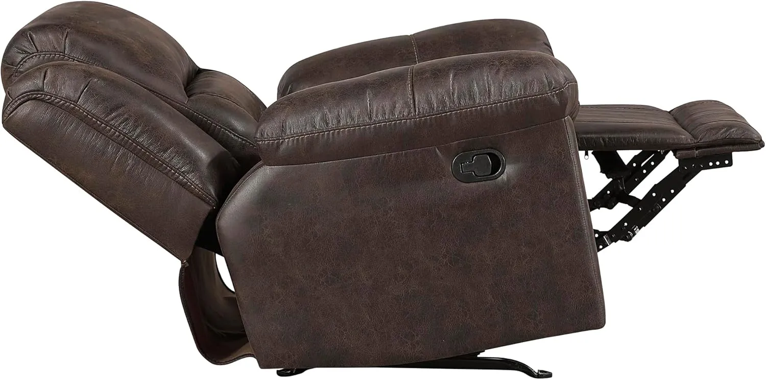 Lexicon Rocker Recliner Chair for Living Room, Wall Hugger Manual Recliner Chairs, Textured Microfiber Upholstered Rocking Reclining Chair, Home Theater Seating, Required Assembly, Dark Brown