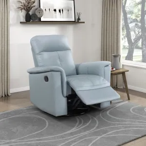 Lexicon Swivel Glider Recliner Chair, Comfy Nursery Glider, Top Grain Leather Match Recliner, Manual Reclining Chair for Living Room/Office/Apartment, Blue