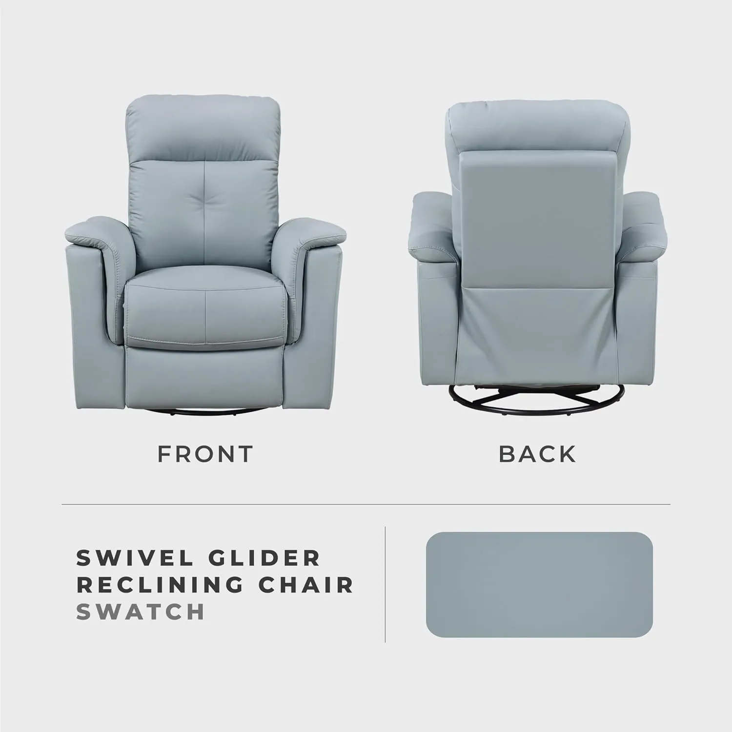Lexicon Swivel Glider Recliner Chair, Comfy Nursery Glider, Top Grain Leather Match Recliner, Manual Reclining Chair for Living Room/Office/Apartment, Blue