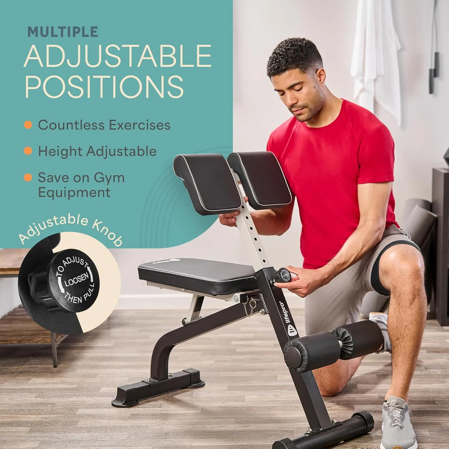 Lifepro Roman Chair Hyperextension Bench - Adjustable Back Extension Machine for Glutes, Hamstrings, and Lower Back - Foldable Multipurpose Exercise Equipment for Home Gym