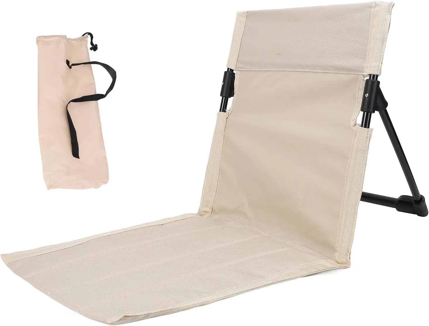 Lightweight, Comfortable Camping Folding Chair with Backrest for Outdoor, Fishing, Lounging on The Beach, Ideal Portable Lazy Floor Chair with Back Support (Khaki)