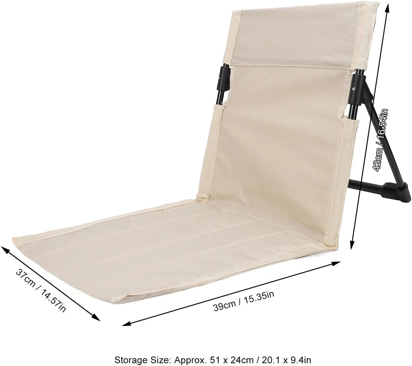 Lightweight, Comfortable Camping Folding Chair with Backrest for Outdoor, Fishing, Lounging on The Beach, Ideal Portable Lazy Floor Chair with Back Support (Khaki)