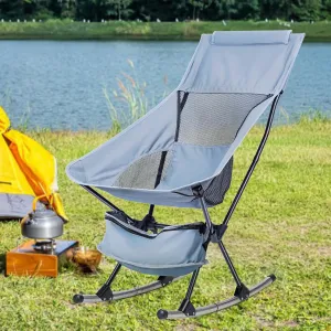 Lightweight Folding Camping Chair Compact for Outdoor Camp, Beach, Picnic, Festival, Hiking, Backpacking High Back Portable Lawn Recliner Chairs with Bottom Storage Bag