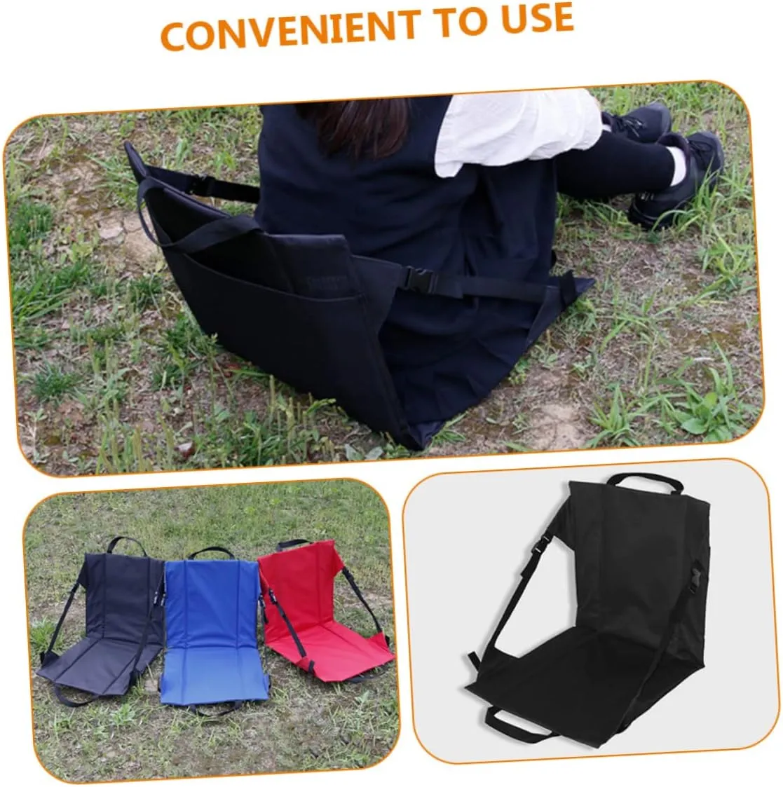 Lightweight Portable Folding Seat Cushion Outdoor Chair Mesh Pouch Oxford Cloth