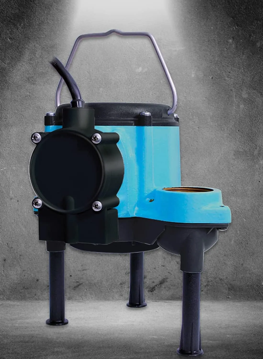 Little Giant 6-CIA 115 Volt, 1/3 HP 2760 GPH Cast Iron Submersible Sump Pump with Extended Leg Kit and Integral Diaphragm Switch, 10-Ft. Cord, Blue, 506162