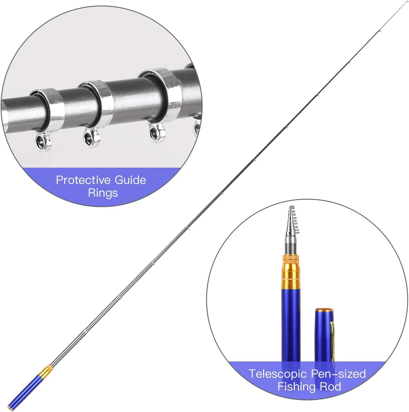 Lixada Pen Fishing Rod Collapsible Portable, Premium Mini Pocket Fishing Pole Ultralight Telescopic Fishing Rod 70.9in/82.7in (1.8M / 2.1M)