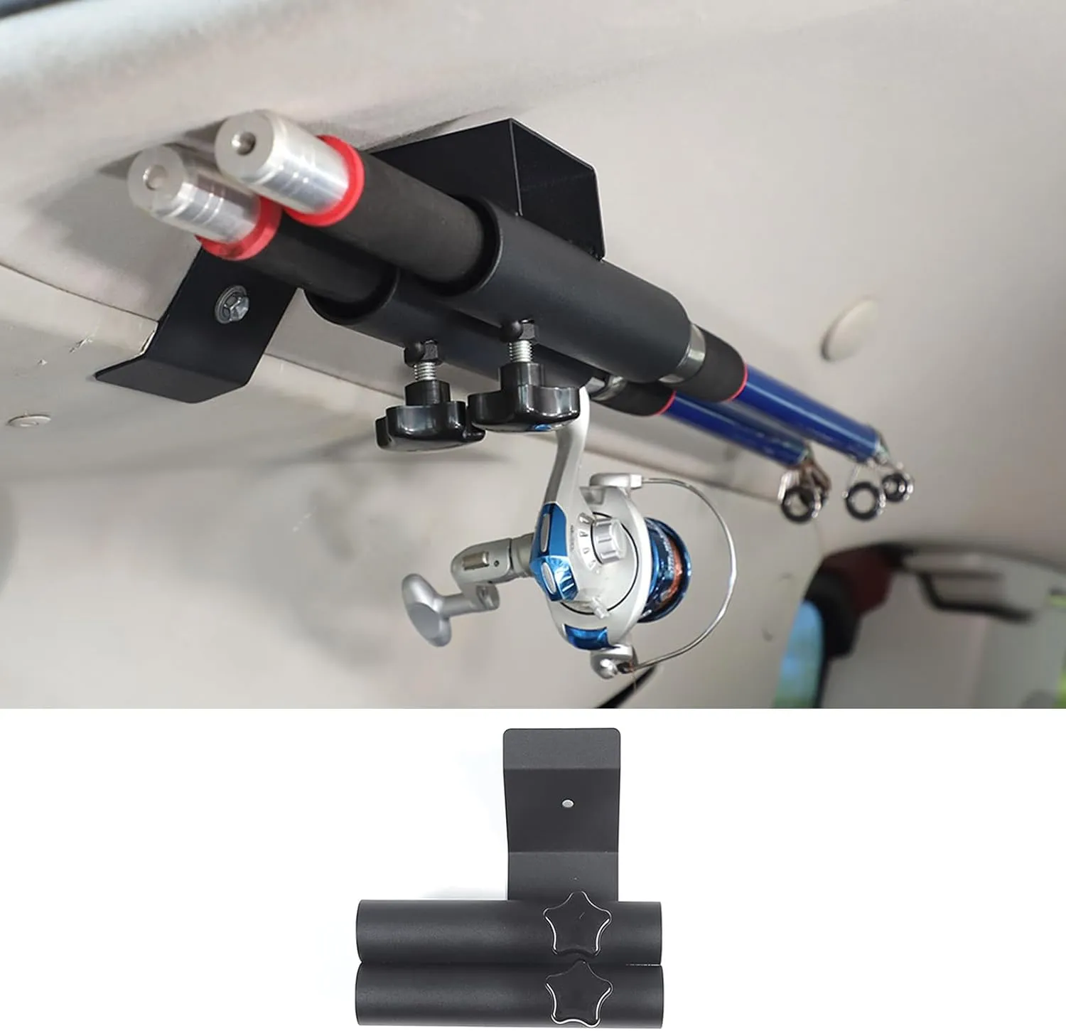 LLKUANG Vehicle Fishing Rod Rack Compatible with Toyota FJ Cruiser 2007-2021,Car Roof Fishing Rod Holder Strap Fishing Pole Holder, Adjustable Carbon Steel Fishing Storage Rack