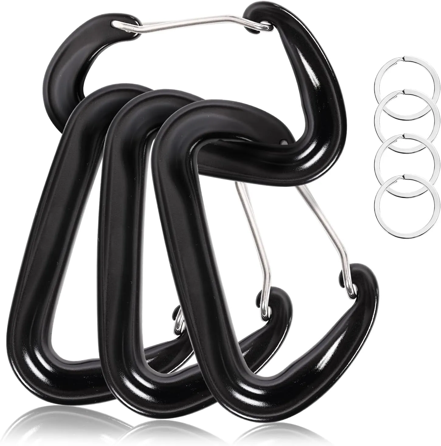 Locking Carabiner Clips & D-Ring Key Hooks 12KN, 7075 Aircraft Aluminum Heavy Duty Rust-Resistant 3/8PCS for Camping, Hiking, Backpacking, Dog Leash, Travel Accessories