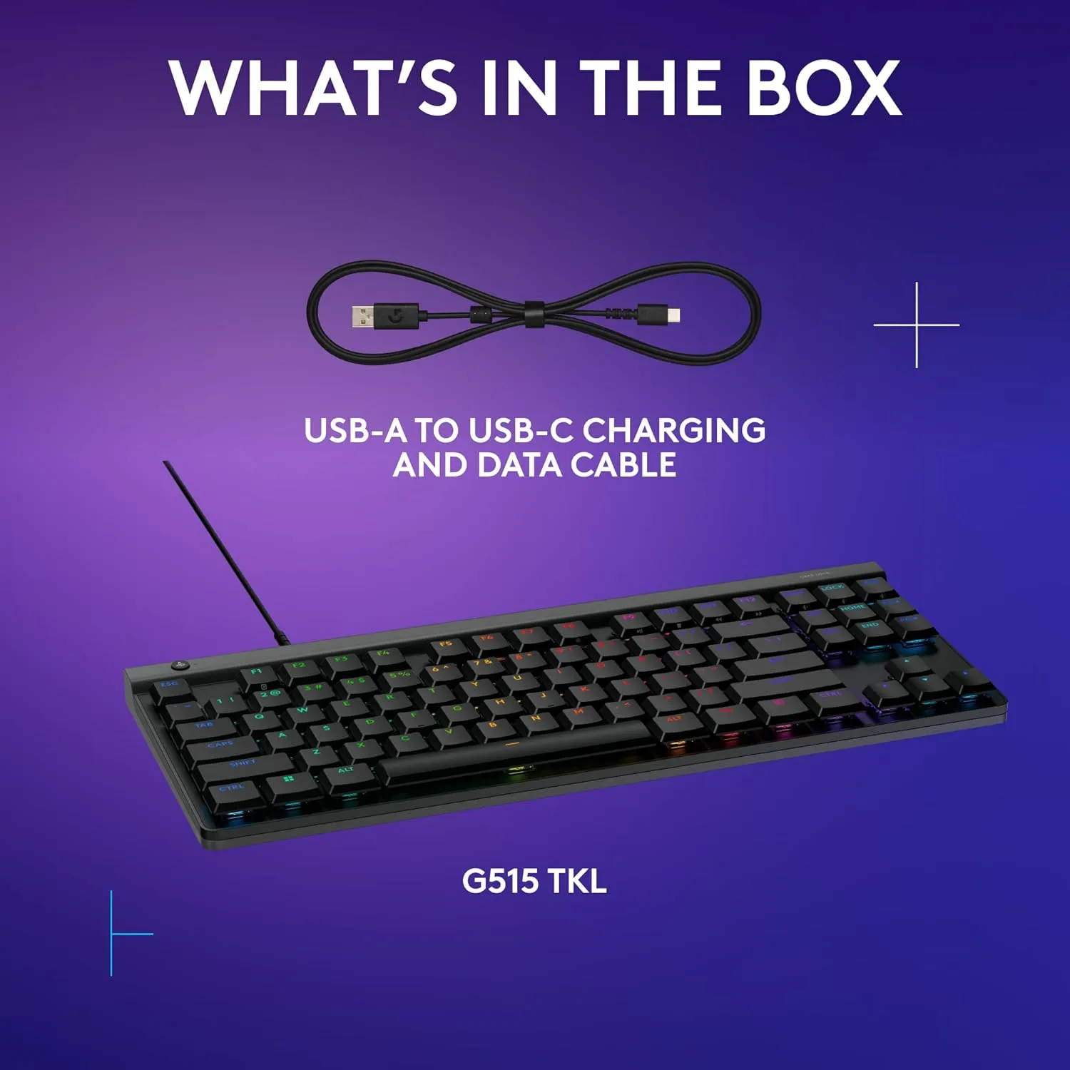 Logitech G515 TKL Wired Low Profile Gaming Keyboard, Fully Customizable RGB, Double-Shot PBT Keycaps, Tactile/Brown Switches - Black
