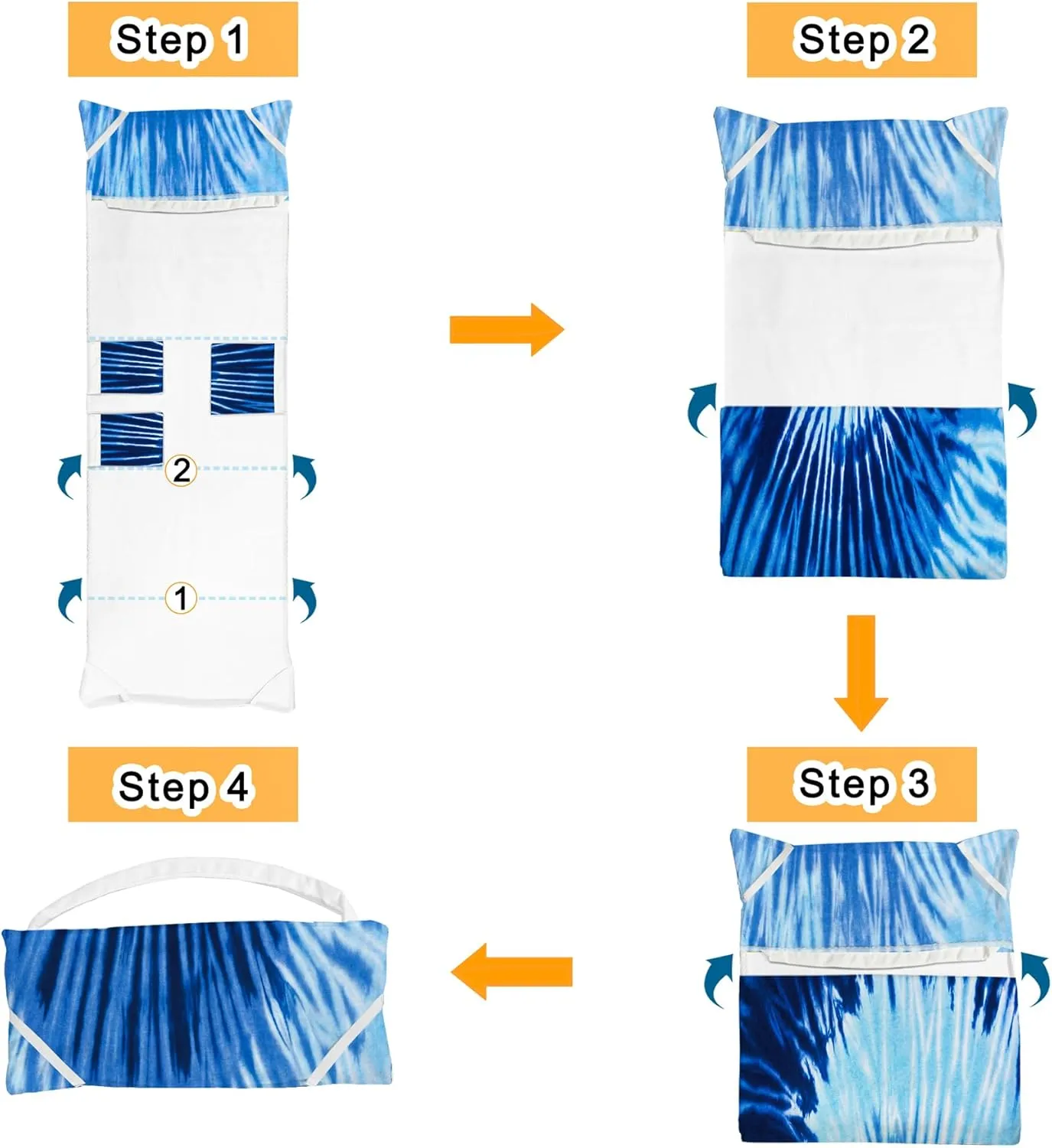 Lounge Chair Towel Cover, Tie Dye Style Chaise Lounge Cover, Beach Chair Covers with Pockets for Pool Sunbathing Beach Garden Courtyard Outdoor Trips, 85 x30 in, Blue Grey
