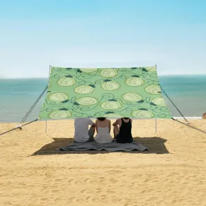 Love Hearts Bulbs Pattern Beach Canopy Tent Anti-UV & Wind Resistant, Camping Sun Shelter Easy Setup Portable,Outdoor Shade Tents with Sandbags,Sand Shovels,Ground Pegs & Stability Poles