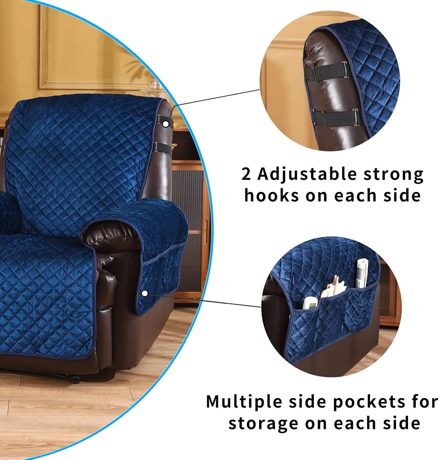 LUFEIJIASHI Recliner Covers Non-Slip Waterproof Large Recliner Chair Covers for Leather Chairs Reversible Recliner Sofa Cover for Living Room Recliner Furniture Protectors Covers for Dog Pets 23"