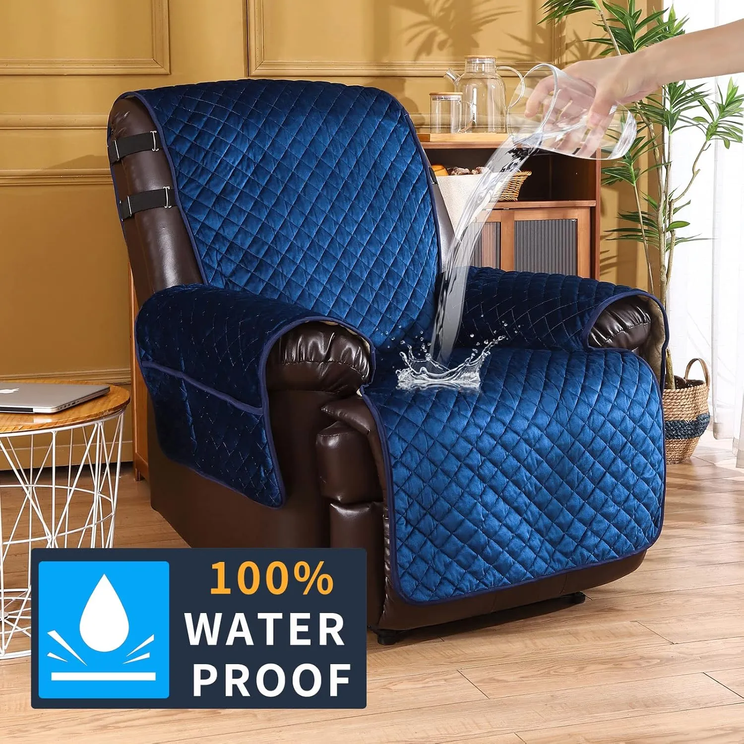 LUFEIJIASHI Recliner Covers Non-Slip Waterproof Large Recliner Chair Covers for Leather Chairs Reversible Recliner Sofa Cover for Living Room Recliner Furniture Protectors Covers for Dog Pets 23"