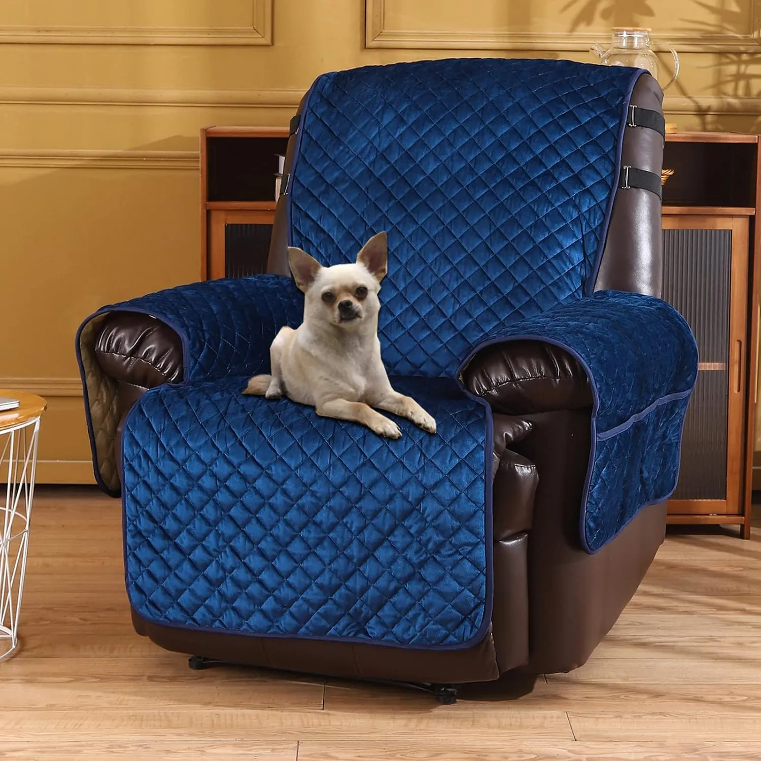 LUFEIJIASHI Recliner Covers Non-Slip Waterproof Large Recliner Chair Covers for Leather Chairs Reversible Recliner Sofa Cover for Living Room Recliner Furniture Protectors Covers for Dog Pets 23"