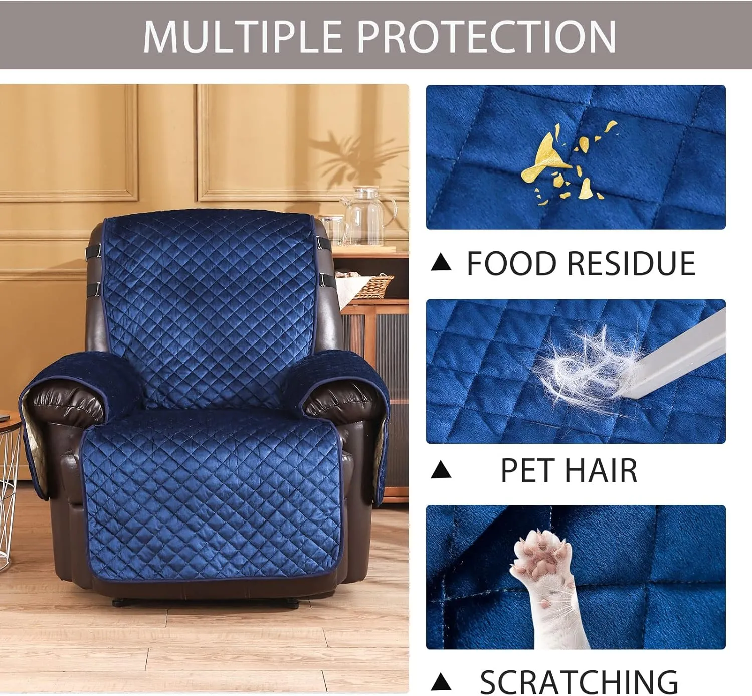 LUFEIJIASHI Recliner Covers Non-Slip Waterproof Large Recliner Chair Covers for Leather Chairs Reversible Recliner Sofa Cover for Living Room Recliner Furniture Protectors Covers for Dog Pets 23"