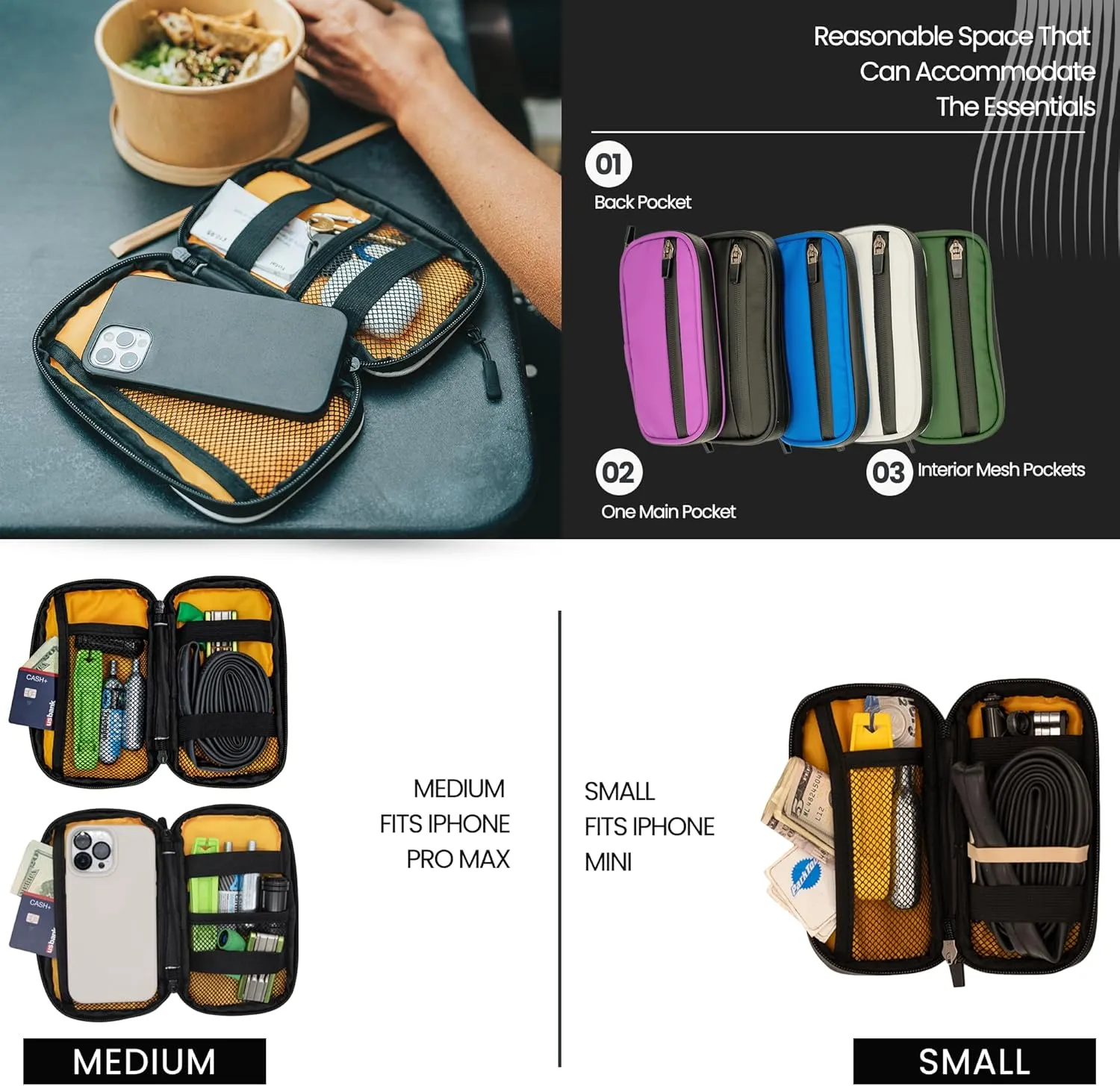 Lumiere & Co. Cycling Wallet Waterproof | Biking Wallet and Cycling Pouch for Jersey | Cycling Phone Wallet for Bicycle with Zipped Pockets (Purple, Small)