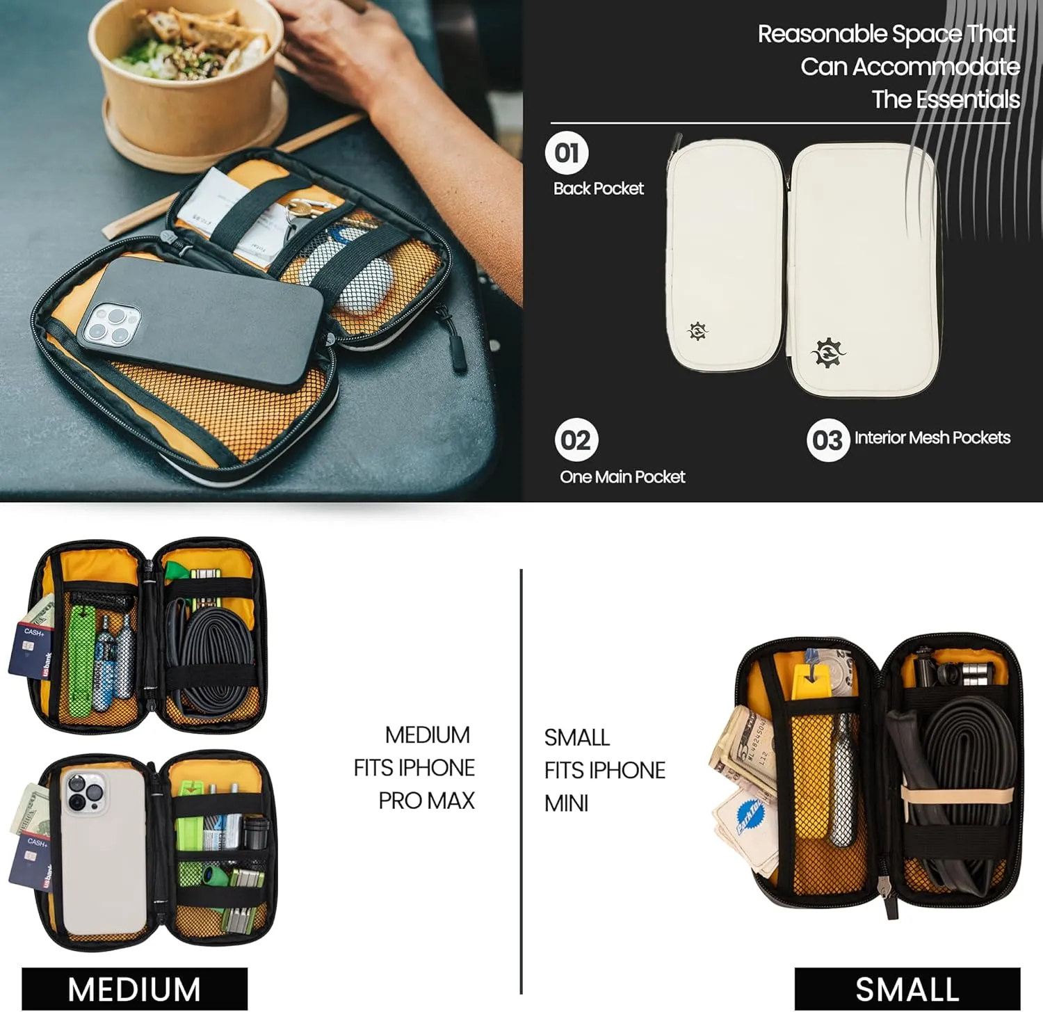 Lumiere & Co. Cycling Wallet Waterproof | Biking Wallet and Cycling Pouch for Jersey | Cycling Phone Wallet for Bicycle with Zipped Pockets (White, Small)