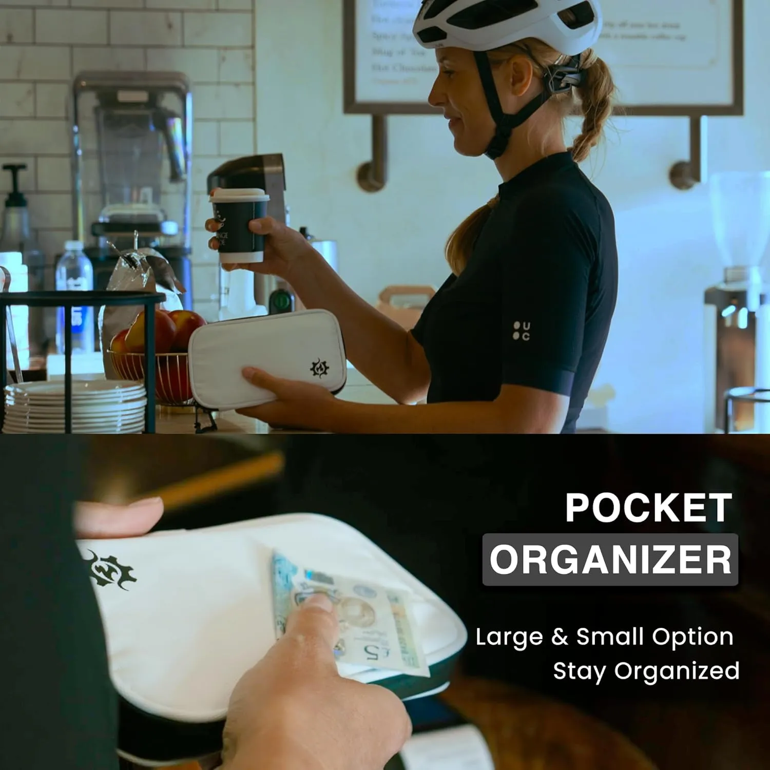 Lumiere & Co. Cycling Wallet Waterproof | Biking Wallet and Cycling Pouch for Jersey | Cycling Phone Wallet for Bicycle with Zipped Pockets (White, Small)