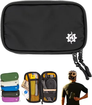Lumiere & Co. Cycling Wallet Waterproof | Biking Wallet and Cycling Pouch for Jersey | Riding Wallet for Professional Bicycle Riders | Cycling Phone Wallet for Bicycle with Zipped Pockets (Black)