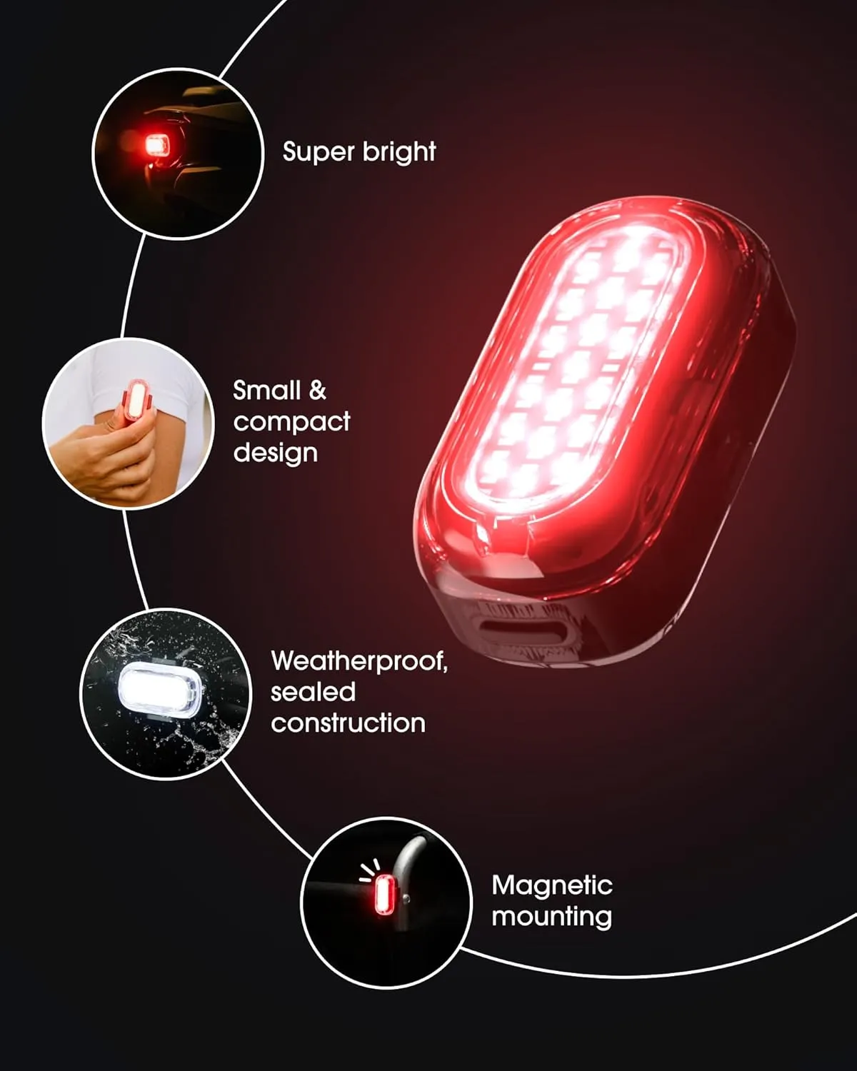 Lumos Firefly Mini Smart Bike Light System,Sync Turn Signal & Brake Lights, Rechargeable LED Front & Rear Lights with Custom Brightness, Flash Patterns, Bicycle Accessories for Night Riding