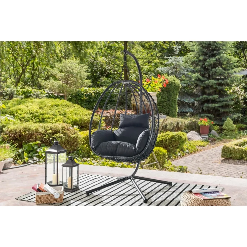 Mackenzie Outdoor Furniture Relaxing Lounge Egg Patio Chair - Black