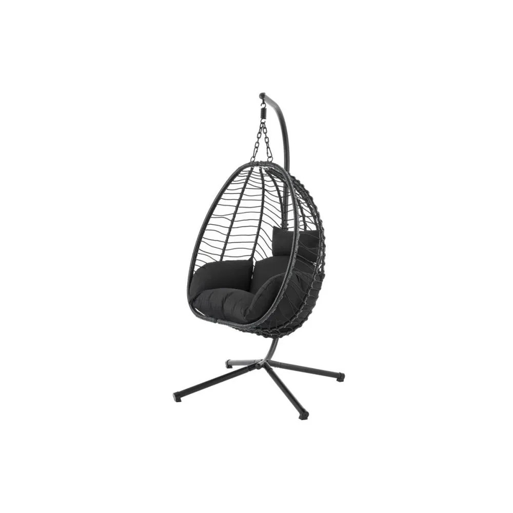 Mackenzie Outdoor Furniture Relaxing Lounge Egg Patio Chair - Black
