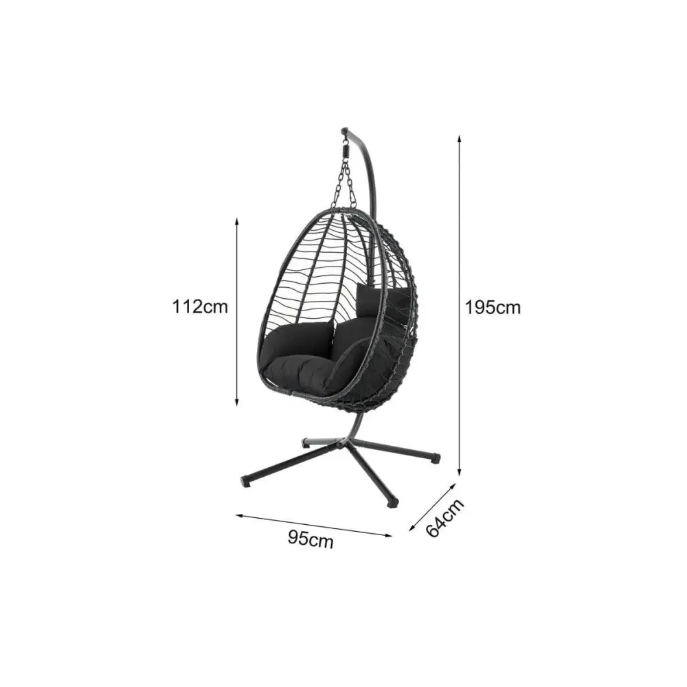 Mackenzie Outdoor Furniture Relaxing Lounge Egg Patio Chair - Black