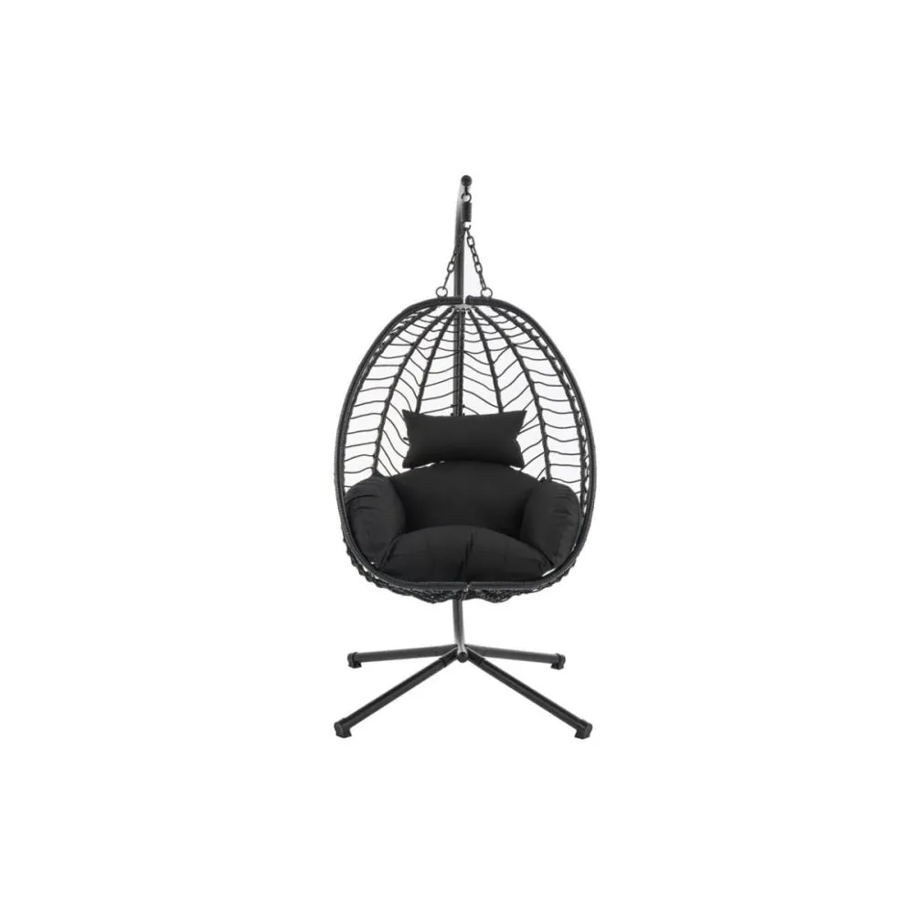Mackenzie Outdoor Furniture Relaxing Lounge Egg Patio Chair - Black