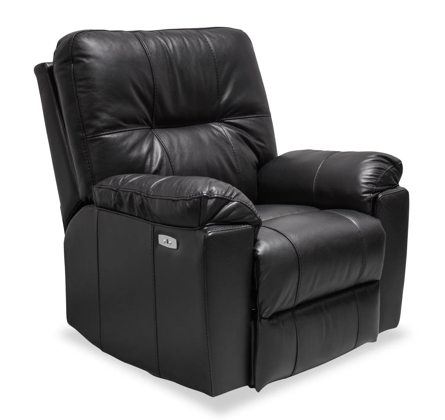 Made in Canada Dawson 40" Genuine Leather Power Reclining Chair with USB Port - Black | Fauteuil à inclinaison électrique Dawson de 40 po fabriqué au Canada en cuir véritable avec port USB - noir