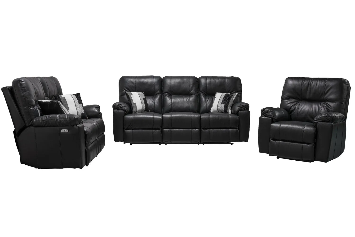 Made in Canada Dawson 40" Genuine Leather Power Reclining Chair with USB Port - Black | Fauteuil à inclinaison électrique Dawson de 40 po fabriqué au Canada en cuir véritable avec port USB - noir