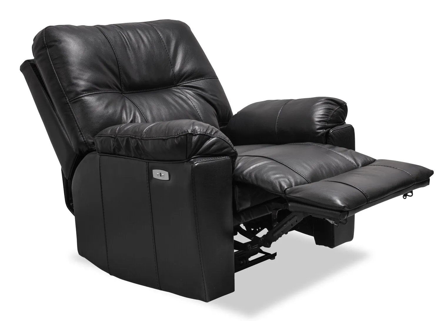 Made in Canada Dawson 40" Genuine Leather Power Reclining Chair with USB Port - Black | Fauteuil à inclinaison électrique Dawson de 40 po fabriqué au Canada en cuir véritable avec port USB - noir