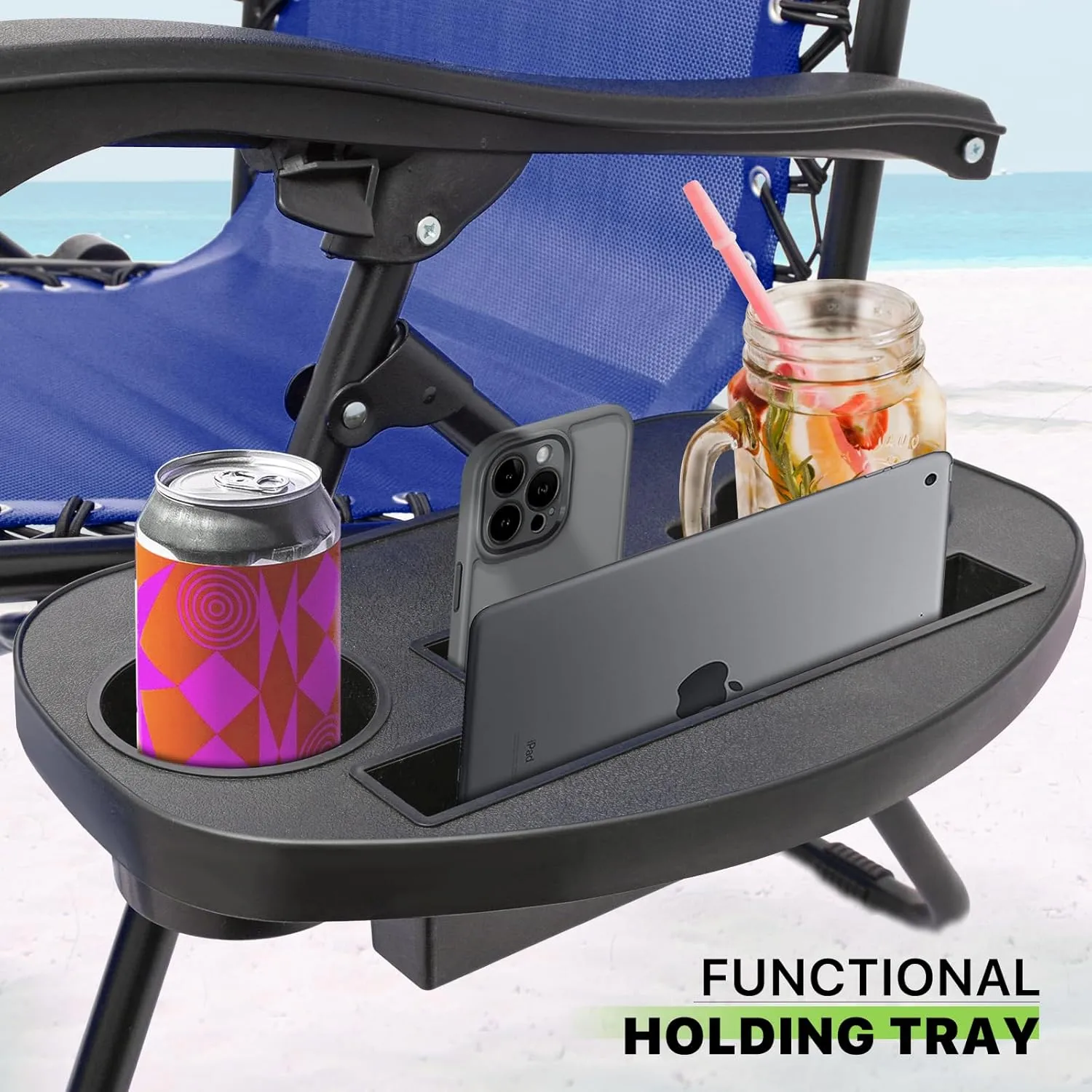 Magshion Oversized XL Zero Gravity Lounge Chairs Set of 2 with Cup Holder Tray, 29" Patio Recliner Chair Foldable Outdoor Anti-Gravity Chairs with Foot Rest Cushion, Blue (330lb Weight Capacity)