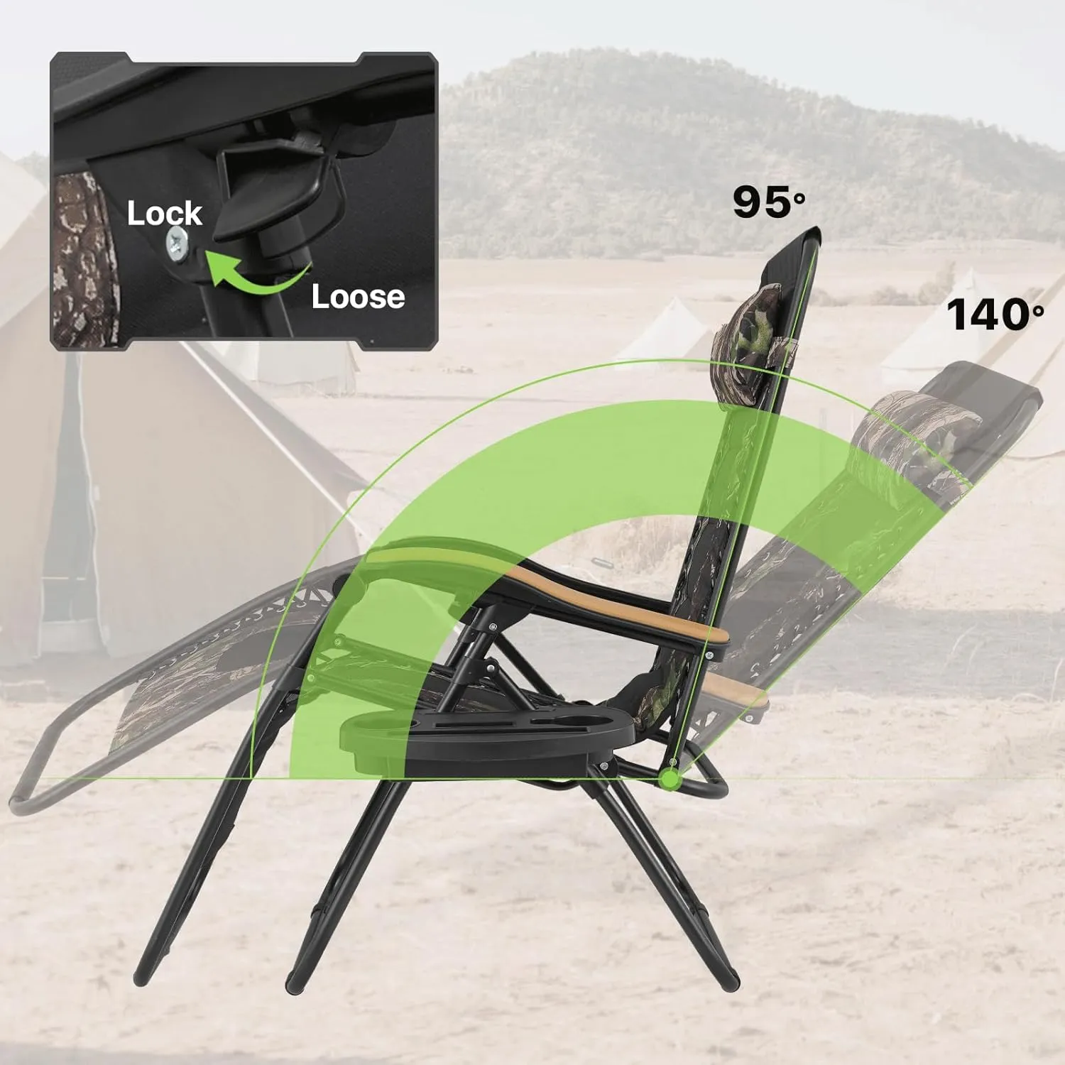Magshion Zero Gravity Lounge Chairs Set of 2 with Cup Holder Tray, XL Patio Recliner Chair Foldable Outdoor Anti-Gravity Chairs, Jungle (330lb Weight Capacity)